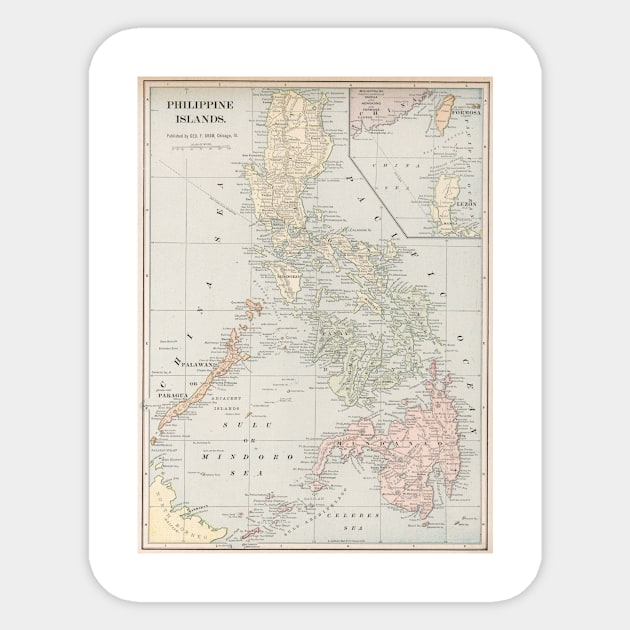 Vintage Map of The Philippine Islands (1901) Sticker by Bravuramedia